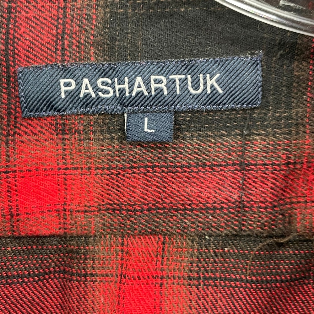 Pashartuk Flannel Western Shirt Mens Large Red Black Plaid Snap Button Academia - Picture 6 of 11